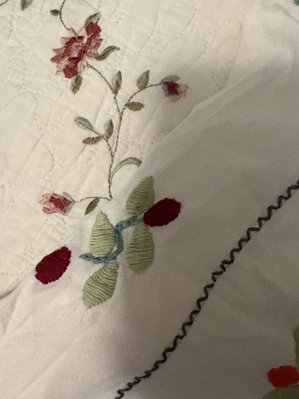 MEXICANA White Cotton Top with Multicolor Floral HAND Embroidery - Picture 12 of 16